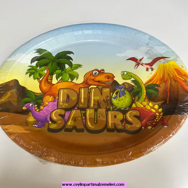 Dino Temalı Karton Tabak 